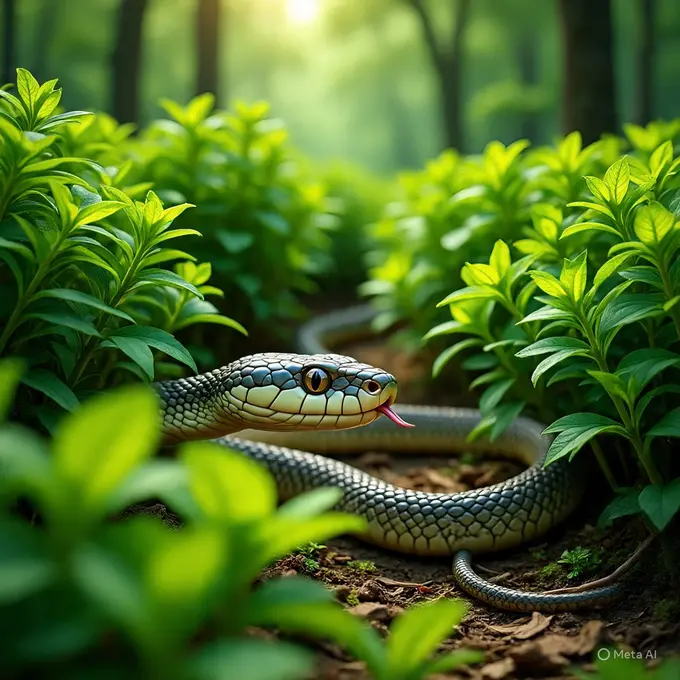Ilustrasi ular di semak-semak