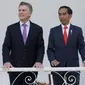 Presiden Joko Widodo (kanan) berbincang dengan Presiden Argentina Mauricio Macri di Istana Bogor, Rabu (26/6/2019). Presiden Jokowi dan Presiden Mauricio Macri dijadwalkan melangsungkan pertemuan empat mata, pertemuan bilateral serta melakukan pernyataan pers bersama. (AP/Achmad Ibrahim)