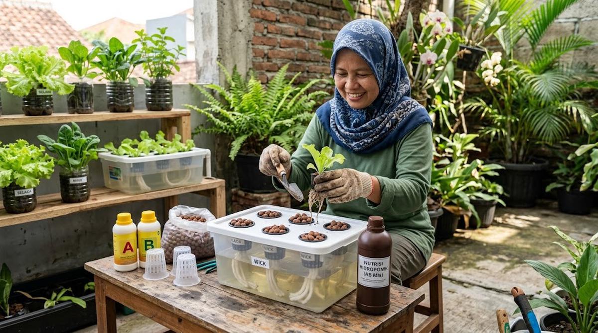 Hidroponik Tanpa Listrik yang Mudah Dibuat di Rumah/AI Generated