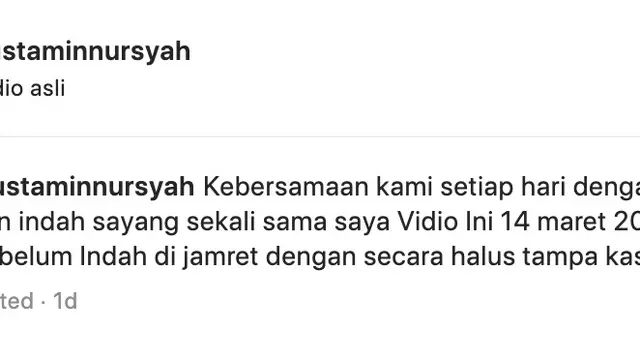 Cuitan Nursyah soal Indah Permatasari dijambret darinya secara halus. (Foto: Dok. Instagram @mustaminnursyah)
