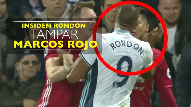 Video insiden striker West Bromwich Albion, Salomon Rondon, tampar bek Manchester United, Marcos Rojo.