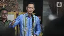 Ketua Umum Partai Demokrat Agus Harimurti Yudhoyono (AHY) saat menerima kunjungan Ketua Umum Partai Kebangkitan Bangsa (PKB) Muhaimin Iskandar  di Puri Cikeas Bogor Jawa Barat, Rabu (3/5/2023). (Liputan6.com/Faizal Fanani)