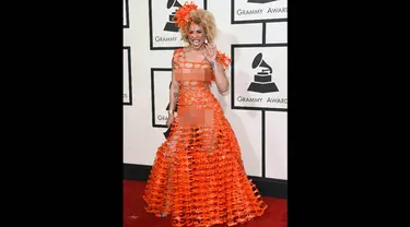 Penyanyi Joy Villa saat menghadiri acara Grammy Awards 2015 di Staples Center, Los Angeles, AS, Minggu (8/2). (Jason Merritt/Getty Images/AFP)