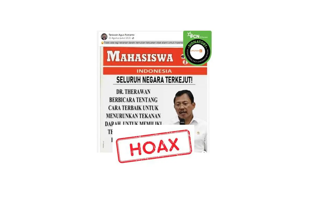 Tangkapan layar hoaks seputar Dokter Terawan dalam bentuk poster