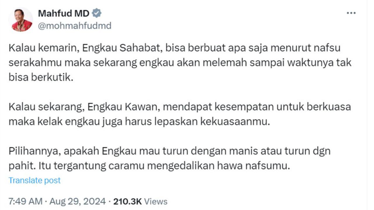 Postingan mahfud MD