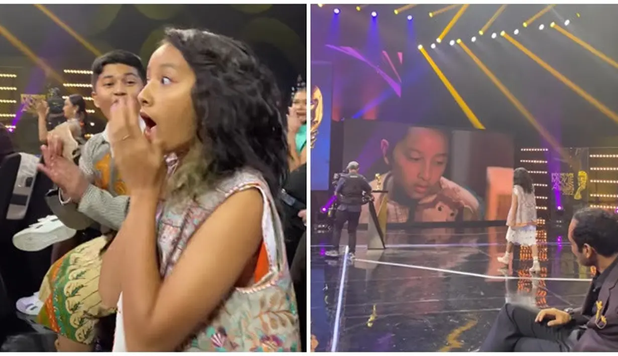 Terkejut raih penghargaan Indonesian Movie Actors Awards (IMAA) 2022, ini adalah momen saat Widuri Puteri raih penghargaan pertamanya. Riuh tepuk tangan penonton mengiringi Widuri Puteri naik ke atas panggung menerima penghargaan pertamanya. Berusia 12 tahun, artis cilik kelahiran 14 Juni 2010 ini bikin bangga dan salut atas pencapaiannya. Darah seni Dwi Sasono dan Widi Mulia mengalir di tubuhnya, Widuri Puteru akan menjadi artis besar nantinya. (Liputan6.com/IG/@widimulia)