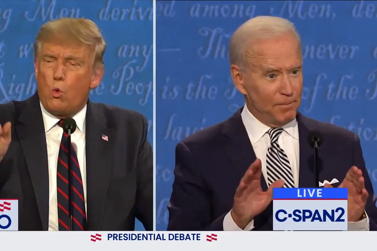 Presiden Donald Trump dan mantan Wakil Presiden Joe Biden di debat perdana capres AS 2020.