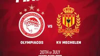 Grafis laga uji coba antara Olimpiakos versus KV Mechelen.