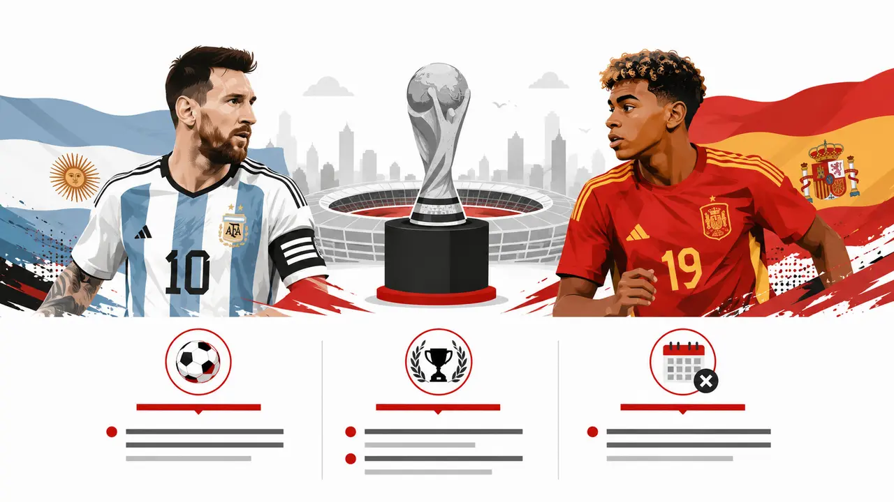 Infografis Spanyol vs Argentina, Final Bersejarah Piala Dunia 2026.