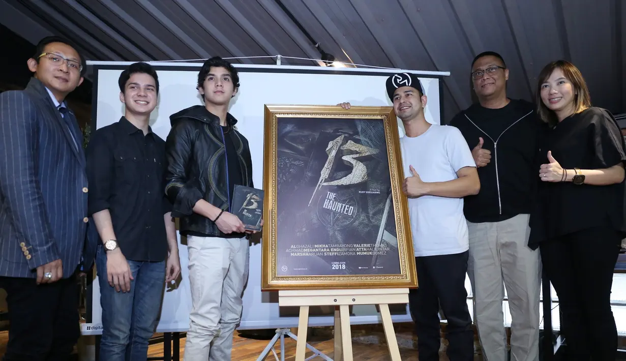 Al Ghazali saat hadir dalam acara peluncuran teaser dan poster film 13 The Haunted di kawasan Sarinah, Thamrin, Jakarta Pusat, Jumat (27/4/2018). (Nurwahyunan/Bintang.com)