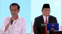 Jokowi dan Prabowo Subianto dalam debat kedua capres 2019. (Liputan6.com)