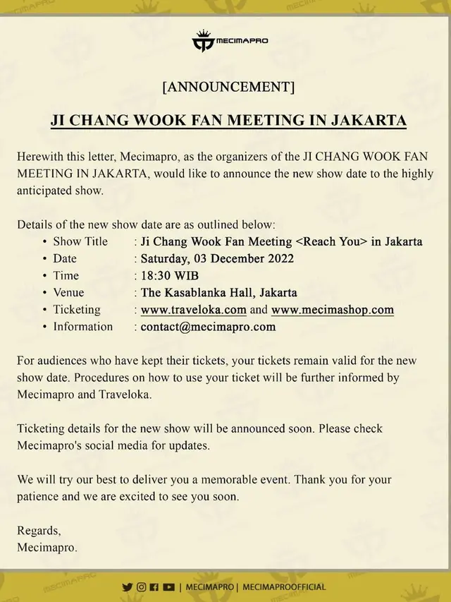 Ji Chang Wook Adakan Fan Meeting di Jakarta Desember Tahun Ini
