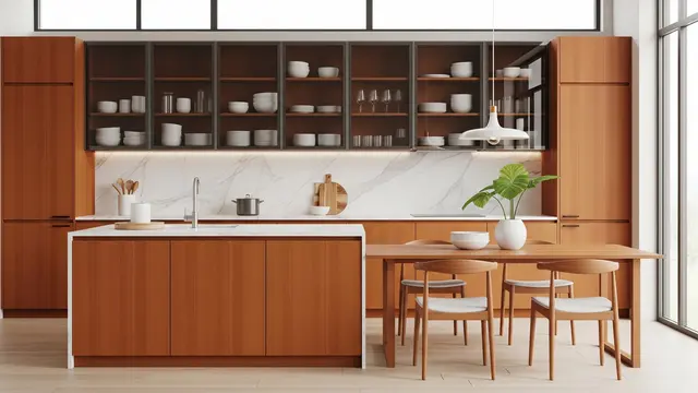 Inspirasi Dapur dan Meja Makan dengan Kabinet Kayu Minimalis (Image by Gemini AI)