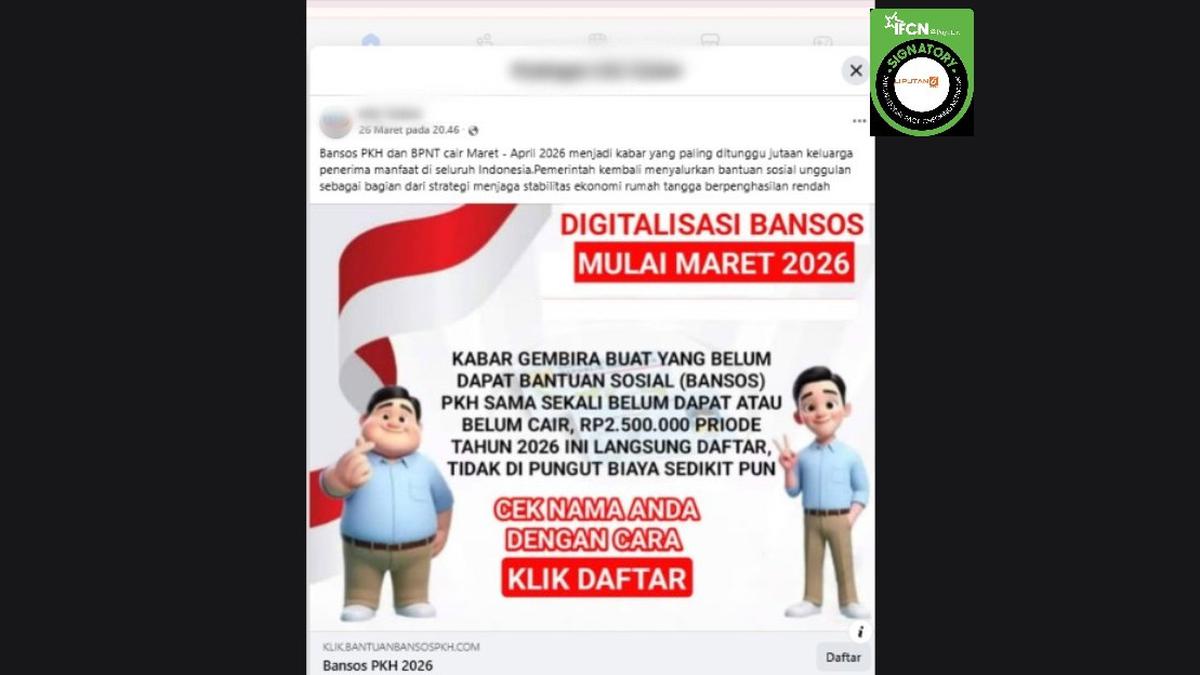 Cek Fakta: Tidak Benar Link Cek Bansos PKH dan BPNT yang Cair Maret-April 2026