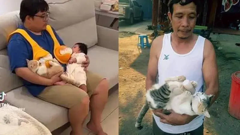 7 Potret Absurd Bapak-Bapak Momong Kucing Bak Anak Sendiri Ini Kocak