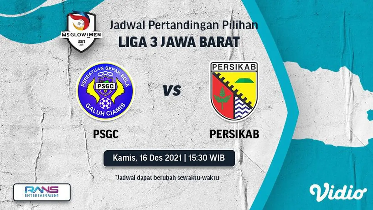 Jadwal Lengkap Liga 3 Jawa Barat Kamis, 16 Desember 2021