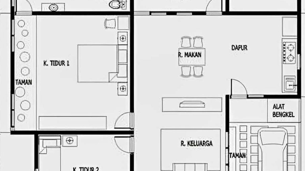 Desain Rumah 3 Kamar Tidur dan 1 Mushola Dilengkapi dengan Taman Belakang