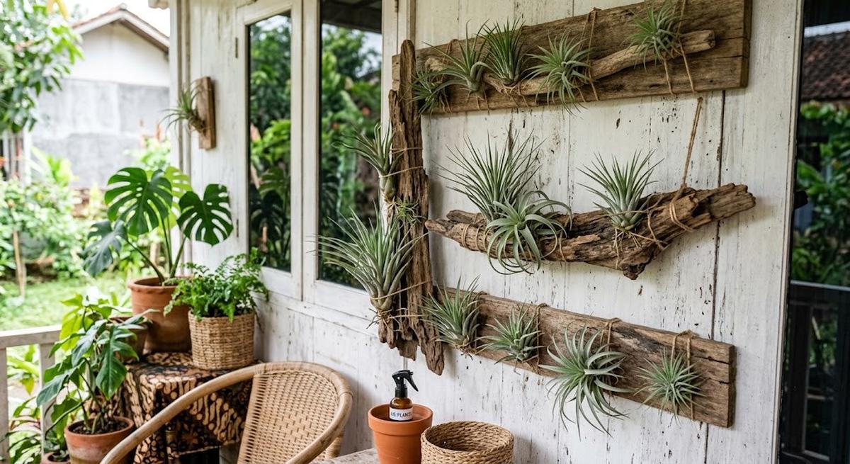 Tanaman hias yang cocok ditumbuhkan pada papan atau batang kayu model tillandsia