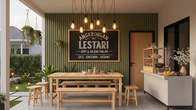 Desain Warung Ala Angkringan Modern di Teras Rumah, Nyaman dan Estetik untuk Usaha 2025