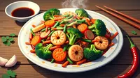 Resep Capcay Saus Tiram &copy;Ilustrasi dibuat AI