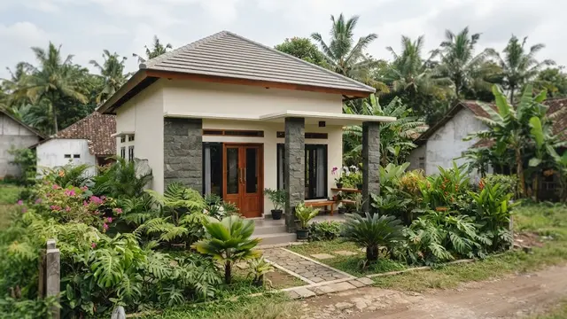 Desain Rumah Aksen Batu Alam