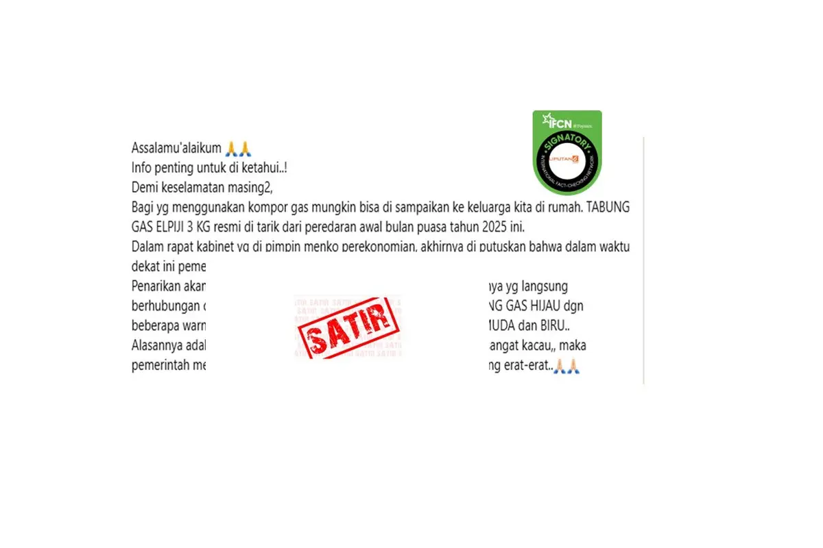 Cek Fakta Tabung Elpiji 3 kg berwarna hijau ditarik