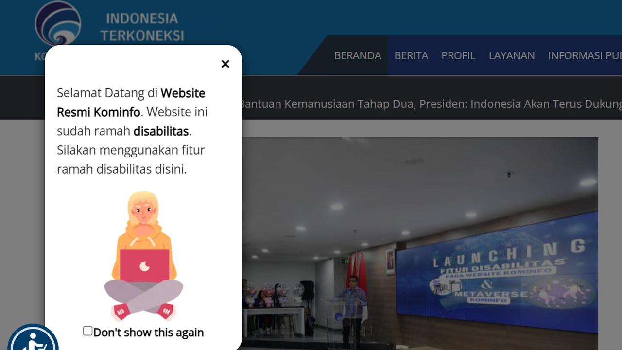 Kominfo Luncurkan Fitur Ramah Disabilitas di Situs Resminya Sekaligus Adopsi Teknologi Metaverse