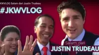 Iriana Jokowi, Jokowi, dan Justin Trudeau. Foto: Screenshoot Vlog Jokowi