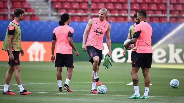 Latihan Manchester City Jelang vs Sevilla di Piala Super Eropa