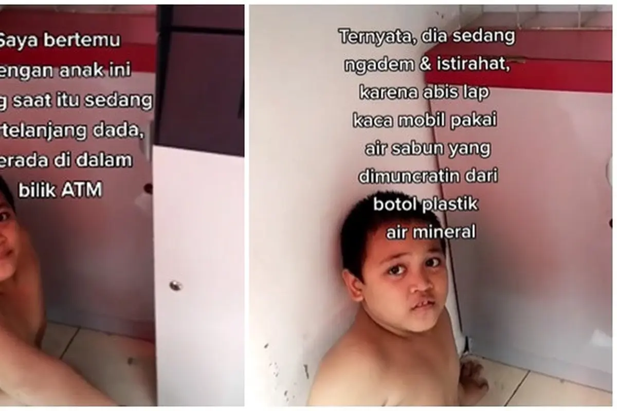 Bocah Ini Telanjang Dada Sambil Istirahat di Bilik ATM, Kisah di Baliknya Bikin Terharu