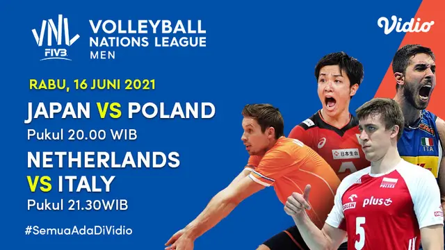 Live Streaming Big Match Volleyball Nations League 2021 di Vidio, Rabu 16 Juni 2021