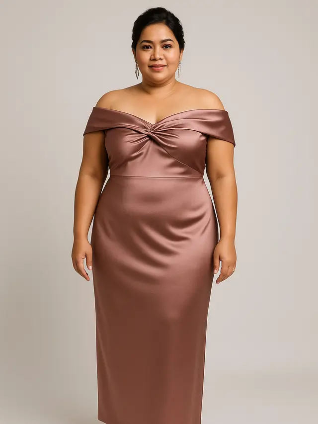 Model Baju Dress Modern Bahan Satin untuk Orang Gemuk (Foto: ChatGPT)