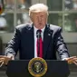 Donald Trump saat mengumumkan hengkangnya AS dari Kesepakatan Paris di Gedung Putih (1/6/2017) (AP Photo/Andrew Harnik)