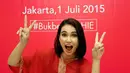 Meski bergaya lucu, aura kecantikan Febi Febiola tetap memancar. Foto diambil pada Rabu (1/7/2015) saat acara buka puasa bersama dengan salah satu produk kecantikan, Jakarta. (Liputan6.com/Panji Diksana)