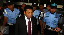 Ketua DPR Setya Novanto memilih memercayakan penyelesaian masalah tentang pencatutan nama Presiden terkait perpanjangan kontrak Freeport ke Mahkamah Kehormatan Dewan (MKD), Jakarta, Selasa (17/11/2015). (Liputan6.com/JohanTallo)