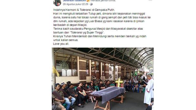 Viral Kebaktian Tutup Peti di Halaman Masjid
