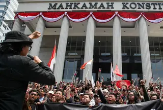 Unjuk rasa dilakukan untuk mengawal putusan Mahkamah Konstitusi nomor 60 dan 70 tahun 2024 tentang ambang batas pencalonan di Pilkada Serentak 2024. (Liputan6.com/Herman Zakharia)