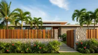 9 Ide Pagar Rumah Batu Alam Kombinasi Kayu untuk Rumah Tropis, Tampil Stylish dan Kekinian