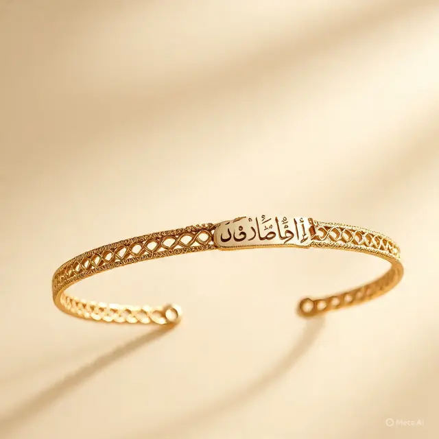 Gelang Mesh Emas Kuning Motif Anyaman (Created by Meta AI)