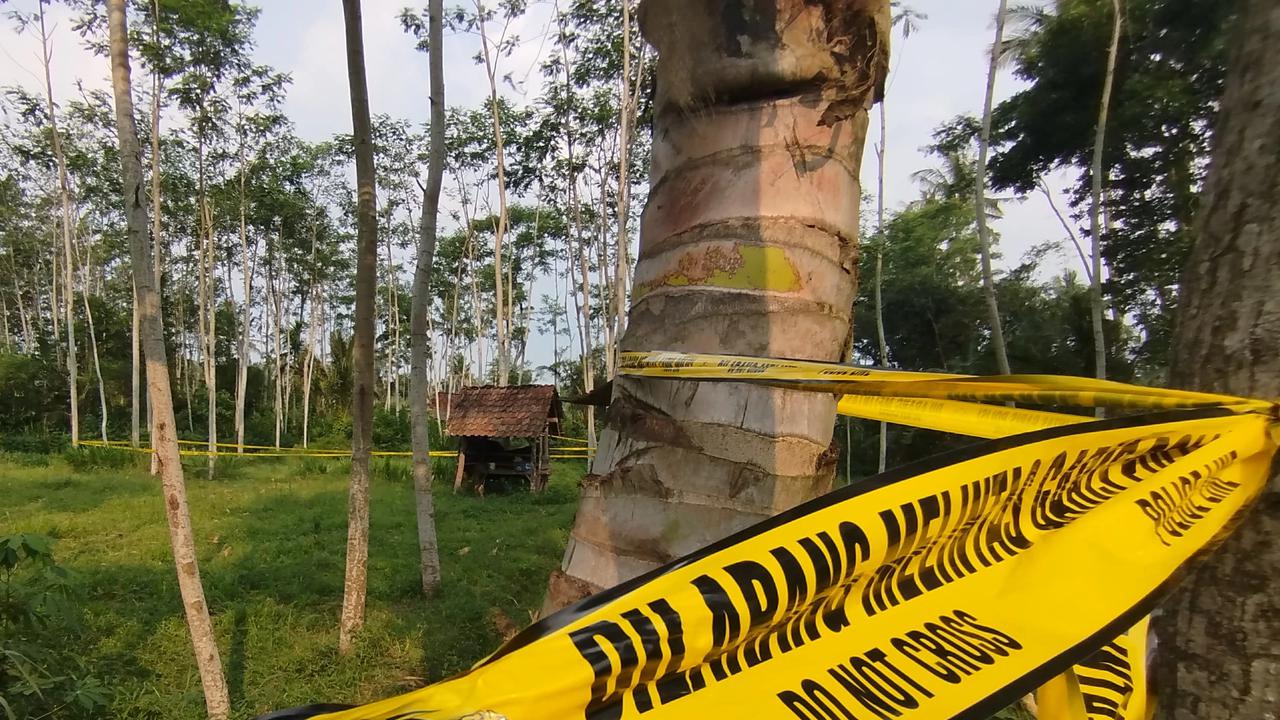Tempat Kejadian Perkatra pembunuhan dan pemerkosaan CNA bocah 7 tahun yang hingga kini masih dipagar garis polisi untuk kepentingan penyelidikan (Istimewa)