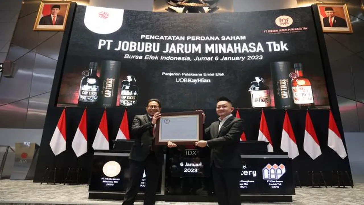 Pencatatan perdana saham PT Jobubu Jarum Minahasa Tbk, Jumat (6/1/2023) (Foto: BEI)
