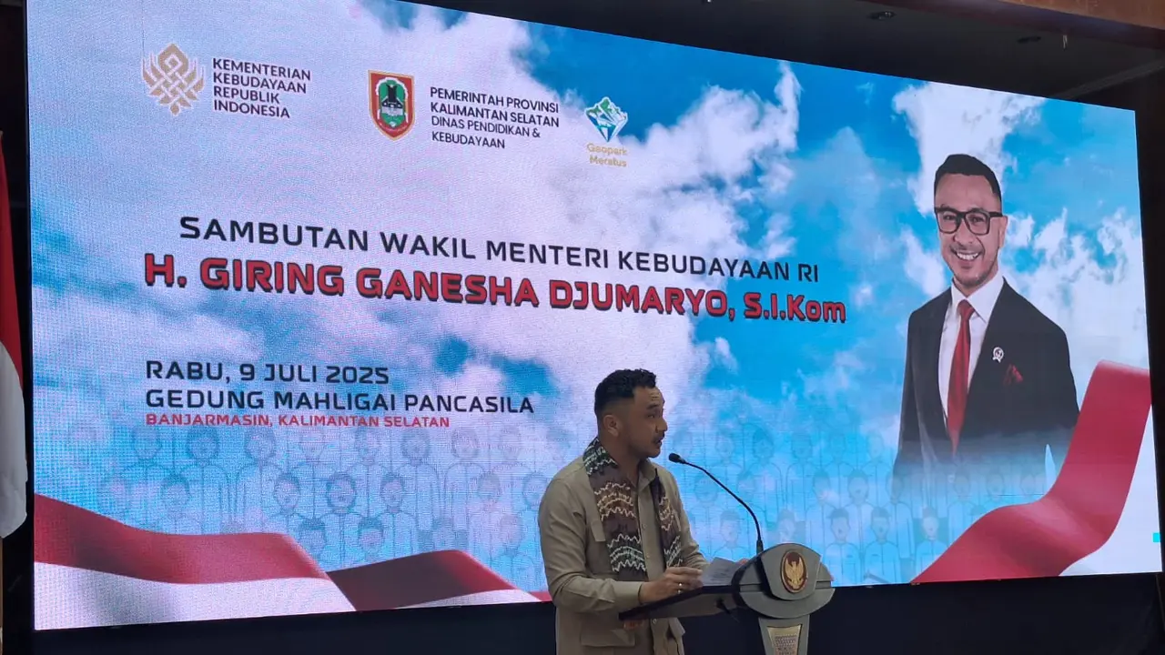 Wakil Menteri Kebudayaan Giring Ganesha secara resmi membuka audisi Paduan Suara Gita Bahana Nusantara (GBN) wilayah Kalimantan Selatan yang digelar di Mahligai Pancasila. (Istimewa)
