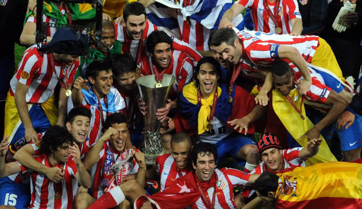 Atletico Madrid berhasil menjuarai European League tahun 2012, di Arena Nationala, Bucharest, Jumat (24/4/2015). (AFP) 