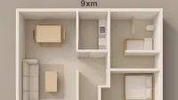 6 Denah Rumah Sederhana 9x9 3 Kamar dengan Gaya Minimalis Tren 2025  