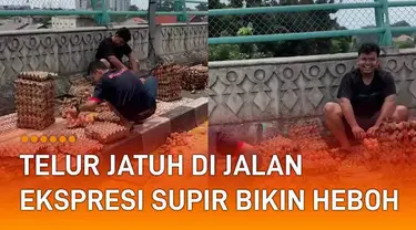 Nasib apes dialami oleh kedua pria pengangkut telur mendapatkan insiden puluhan telur yang dibawa jatuh dan hancur di jalan.