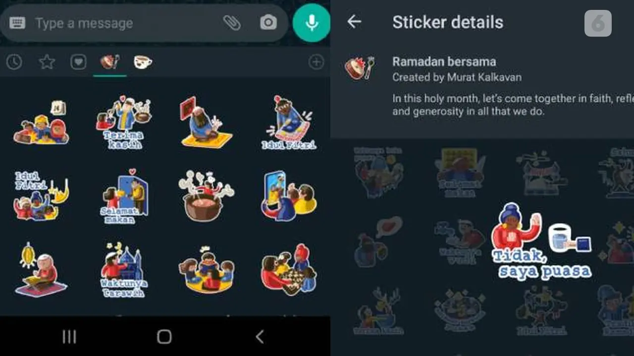 Stiker WhatsApp bertema Ramadhan. Dok: Iskandar/Liputan6.com