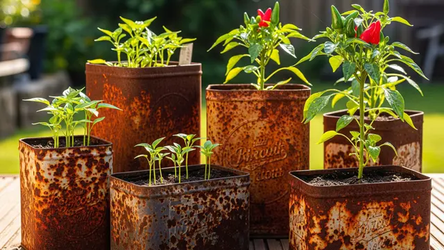 Ide Kebun Cabai di Kaleng Biskuit Bekas Gaya Rustic (AI)