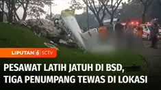 Sebuah pesawat latih terjatuh di kawasan Bumi Serpong Damai, Tangerang Selatan. Tiga orang penumpang di dalam pesawat tewas dalam peristiwa nahas ini.