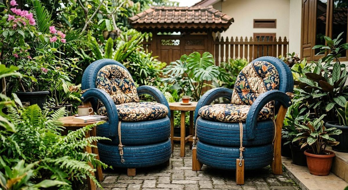 9 Ide Memanfaatkan Ban Bekas Menjadi Kursi Taman Unik, Sulap Limbah Jadi Furnitur