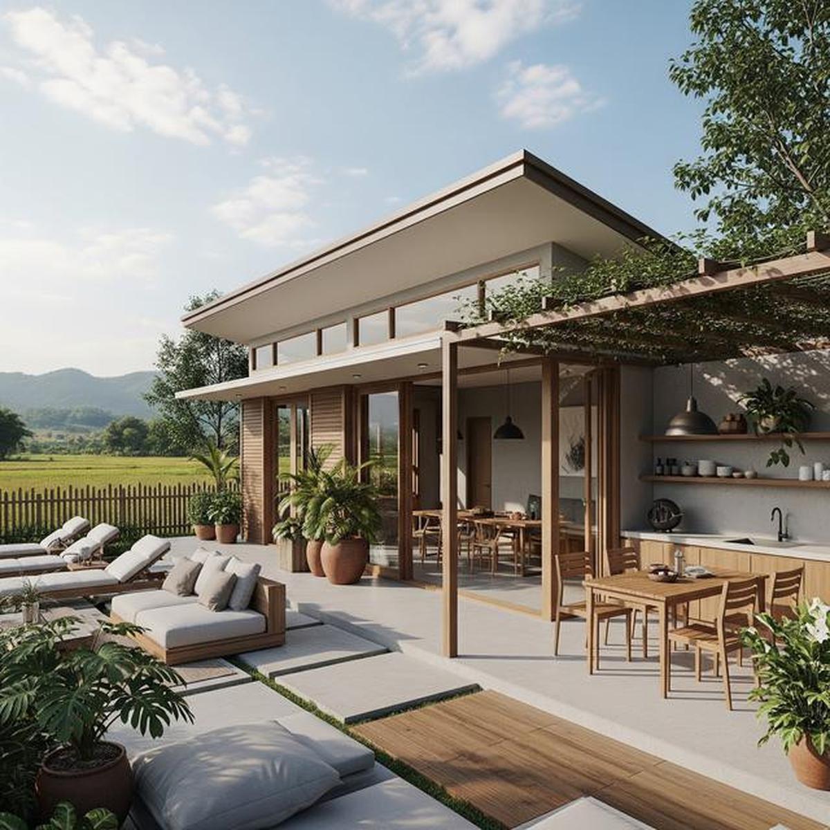 7 Desain Rumah Kampung 1 Lantai dengan Teras Lebar yang Sejuk dan Modern ala Pedesaan Estetik